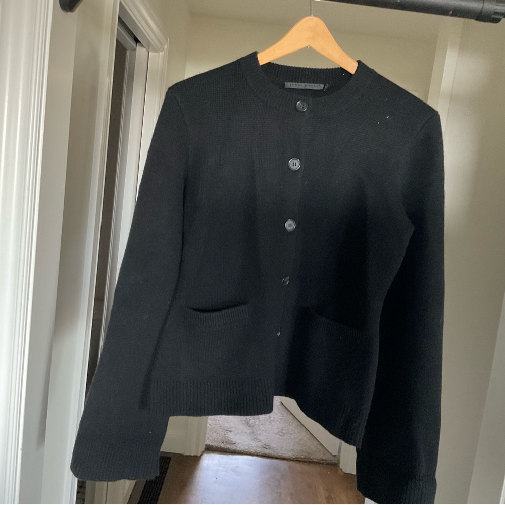 Jenni Kayne Boucle Half Button Pullover Charcoal Gray Sweater Women's‎ Medium